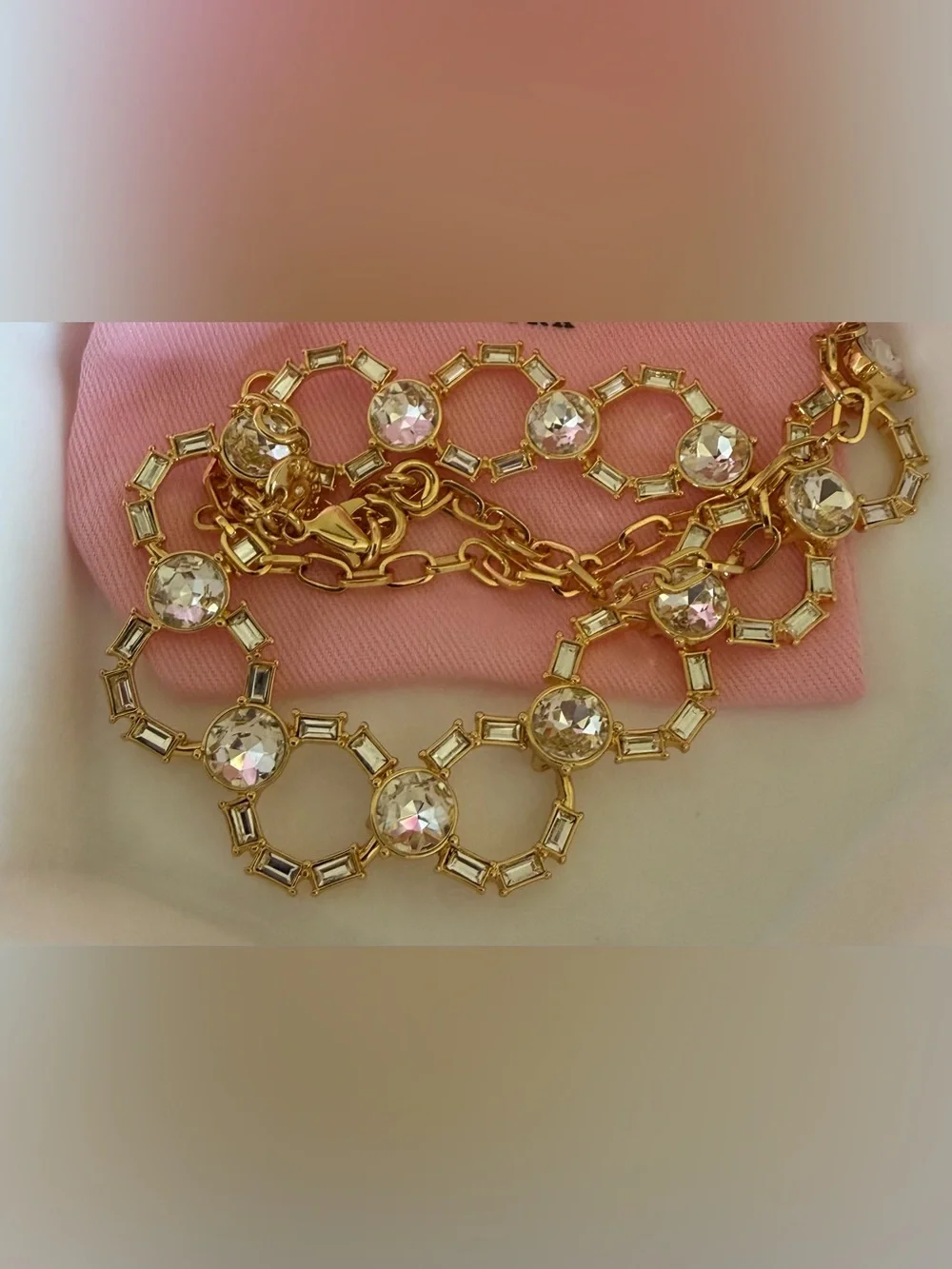 Talbots Gold-Tone Crystal Link Necklace, NWOT - Picture 5 of 7